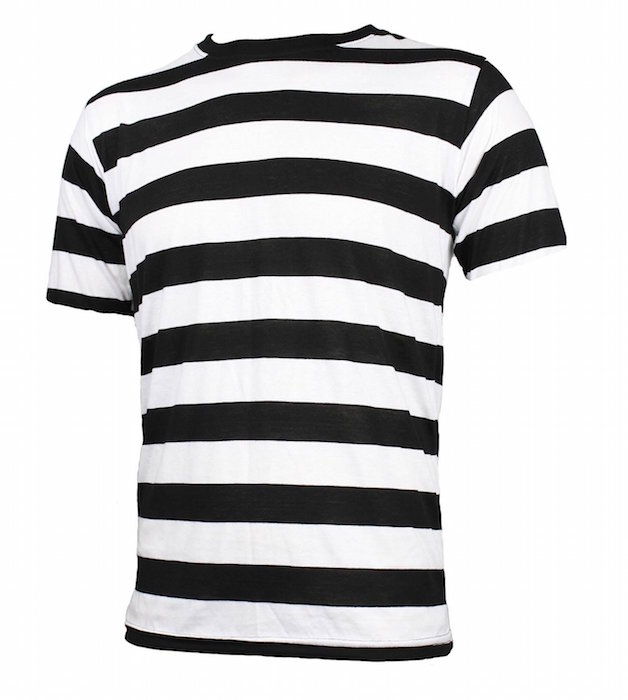 Largemouth Adult Men's Short Sleeve Striped Shirt Black White
